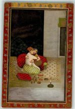 Liebespaar auf der Haremsterrasse Indien um 1700 Staatliche Museen Berlin Motiv Indien Künstlerkarte