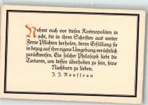 Zitat eines Ausspruches von Rousseau Klingspor-Karte Nr. 547 Propaganda WK I