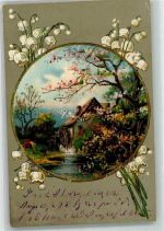 Maiglöckchen Mühle 1907 Prägedruck
