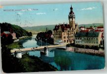 04736 O7305 Waldheim , Sachs 1912 Foto AK Rathaus Brücke Zschopautal