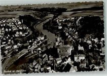 65594 W6258 Runkel , Lahn Foto AK Fliegeraufnahme vom Ort mit Burg Runkel