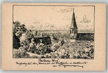 sign. Fr. Kallmorgen : Badisches Dorf Kunstgeschichte Karlsruhe
