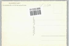 37115 W3408 Duderstadt , Niedersachs Foto AK St. Servatius Kirche Bahnhofstraße