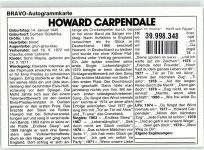 Portrait des jungen Howard Carpendale BRAVO-Autogrammkarte Schlagersänger KEINE AK