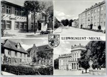 19288 O2800 Ludwigslust , Meckl - Hotel, Gaststätte Mecklenburger Hof, Fritz-Reuter-Straße, Stift Bethlehem, Lutherhaus, Kreisratsgebäude, Wappen