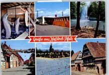 67454 W6733 Haßloch , Pfalz - Delphinarium, Bahnhof, Vogelpark, Langgasse, Schwimmbad Freibad, Älteste Häuser