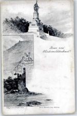 65385 W6220 Niederwald , Jagdschloß Künstlerkarte Gruß vom Niederwalddenkmal 22 September 1902