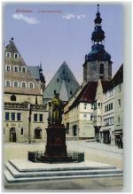 06295 O4250 Lutherstadt Eisleben Lithographie Lutherdenkmal Geschäft