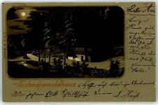 77716 W7612 Haslach im Kinzigtal 1898 Lithographie / Mondschein Schwarzwaldhaus Ort lt. Stempel