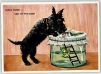 Terrier Humor Frosch Künstlerkarte