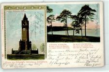 10115 W1000 Schildhorn 1906 Lithographie Gasthaus Schmidt Kaiser-Wilhelm-Turm