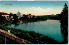 15344 O1260 Strausberg Lithographie Schwanensee