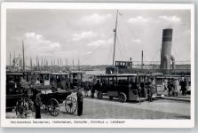 26548 W2982 Norderney Foto AK Hafenleben Dampfer Omnibus Landauer