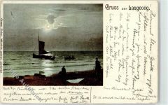 26465 W2941 Langeoog 1900 Mondschein Segelboot