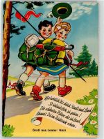 37412 W3429 Lonau AK mit Leporello Mädchen Junge Wanderer