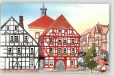 37269 W3440 Eschwege Künstlerkarte Rathaus erbaut 1660