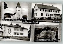 77880 W7591 Obersasbach - Kirche St. Konrad Schule Rathaus