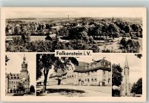 08223 O9704 Falkenstein , Vogtl - Rathaus Kirche Bahnhof