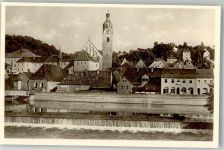 92421 W8460 Schwandorf , Bay Foto AK Kirche Partie an der Naab