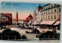 Nagyvarad 1918 Gebrauchsspuren Bemer Platz Kirche Gasthaus Hotel Straßenbahn