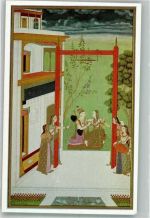 Calcutta Kalkutta sign. Ragini, Hindola Jaipur Schule im 18. Jahrhundert im Indian Museum Volkstypen / Brauchtum Indien Künstlerkarte
