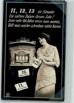 11.12.13 Seltenes Datum Frau Postbriefkasen Kalender 1913