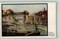 79725 W7887 Laufenburg , Baden Künstlerkarte sign. Liebmann Alte Rheinbrücke