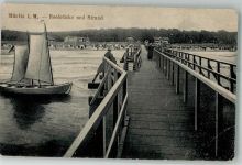 18181 O2553 Seeheilbad Graal-Müritz Gebrauchsspuren Seebrücke Segelboot