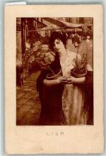 sign. De Stefani, Vincenzo Blumenmädchen Lisa Künstler 1913 Künstlerkarte