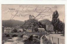 Kreuzberg mit Teilansicht gelaufen von 1909. Leicht stockfleckig, sonst gut erhalten