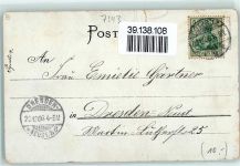03222 O7543 Lehde b Lübbenau 1906 Gebrauchsspuren Heugarben Holzhaus Frau Leipe Boot Spreewald