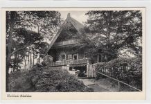 Berlin-Zehlendorf, Wannsee. Gaststätte Blockhaus Nikolskoe. ungelaufen Nachkriegskarte, handschriftliches Datum von 1957. Leichter Bug oben links, sonst gut erhalten