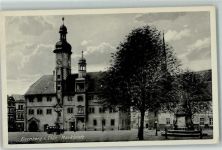 07607 O6520 Eisenberg , Thür - Marktplatz Rathaus Denkmal Straßenlaterne Oldtimer
