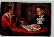 sign. Alfred Russo Frage an das Schicksal Kartenspiel AK Wahrsagen Künstlerkarte