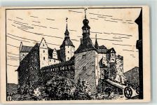 96337 W8642 Lauenstein , Oberfr Künstlerkarte Äußerer Burgbering Burg