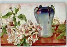 Stilleben Blumenvase AK Billing, M. 1914