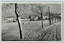 01773 O8231 Zinnwald-Georgenfeld Gebrauchsspuren Winter Skiwanderer WK II Stempel