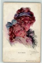 Mutter und Kind Blue Ribbons AK Boileau, Ph. 1913 Gebrauchsspuren