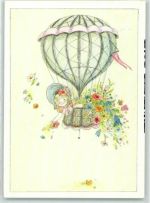 sign. M. Köpp Mädchen wirft Blumen ab AK Ballon 1990