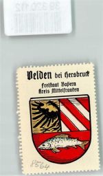 91235 W8564 Velden , Mittelfr Vignette Wappen Kaffee Hag Nr. 73 Halber Adler Fisch