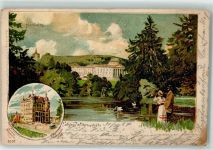 34117 W3500 Wilhelmshöhe 1904 Lithographie Herhules Hotel Restaurant Schloss Weissenstein