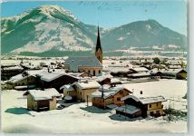 6344 Kössen Foto AK Unterberg Kirche Winter Schnee Auto