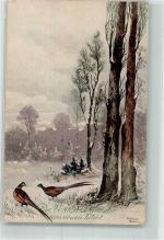 Neujahr Fasane PTL Art de Vienne Nr.801 Schönian, A. 1915 Künstlerkarte