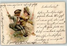 Kinder auf Schaukel Serie 39 Nr.18230 Obpacher 1901 Lithographie