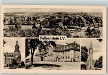 08223 O9704 Falkenstein , Vogtl Foto AK Rathaus Bahnhof Kirche