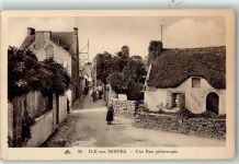56780 Ile-aux-Moines - Une Rue pittoresque Cafe La Chaumiere