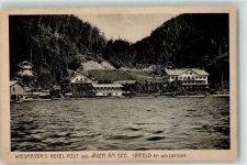 82431 W8111 Urfeld , Oberbay 1924 Gebrauchsspuren Hotel Post Jäger am See