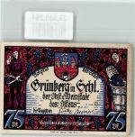 Grünberg Zielona Góra 1921 Notgeldschein Notgeld 75 Pfennig