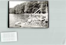 35423 W6302 Lich , Hess Privatfoto KEINE AK See Schwimmbad Ruderboot Rutsche Bademode Ort handschriftlich
