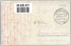 Feldpost WK I Nr. 195 Motiv Polen 1915 Gebrauchsspuren